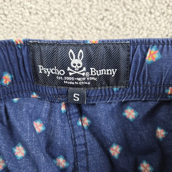 Psycho Bunny Pajama Pants Mens Small Blue All Over Print Lounge Sleep Pockets - Picture 8 of 10